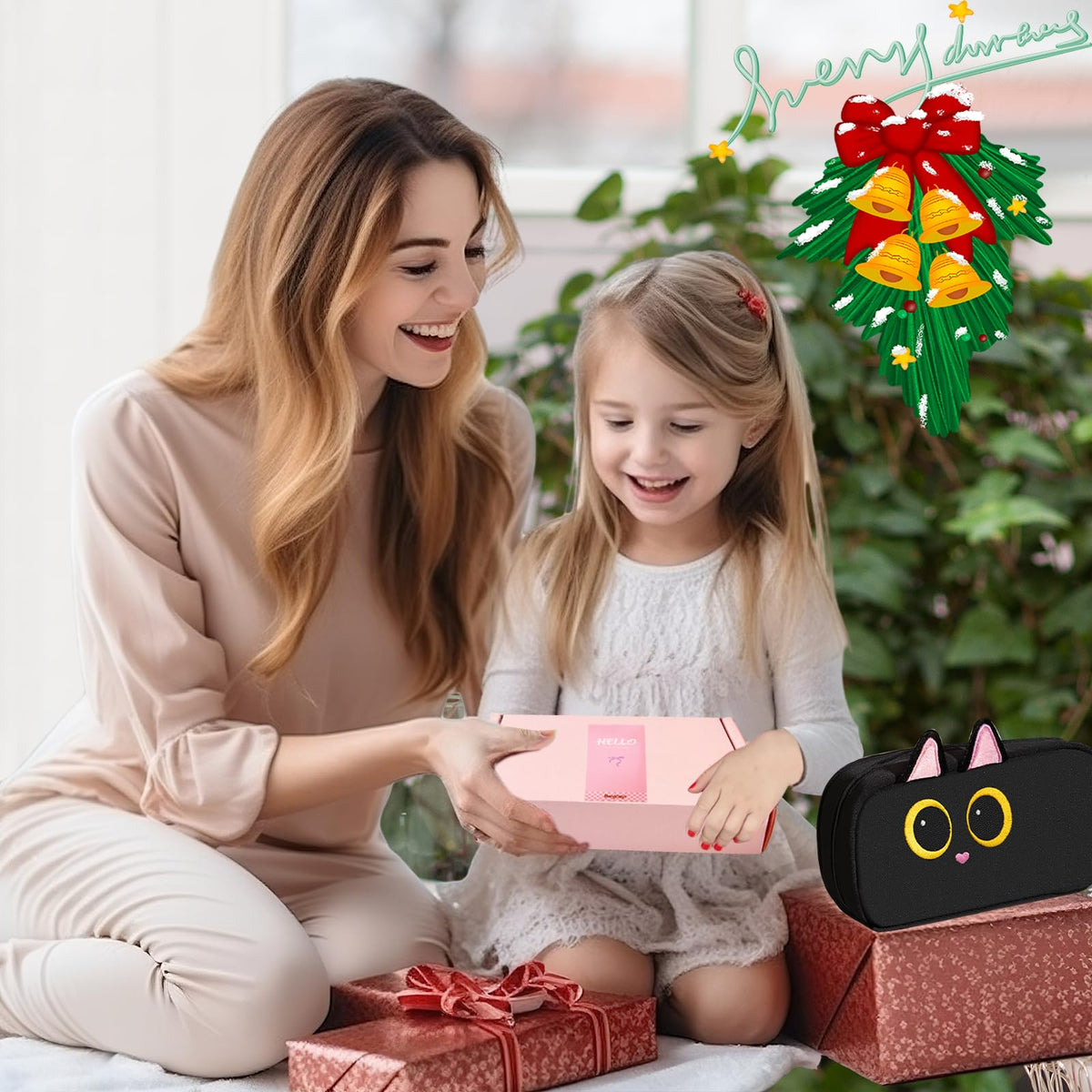 Large Capacity Pencil Case with Embroidered Animal Design