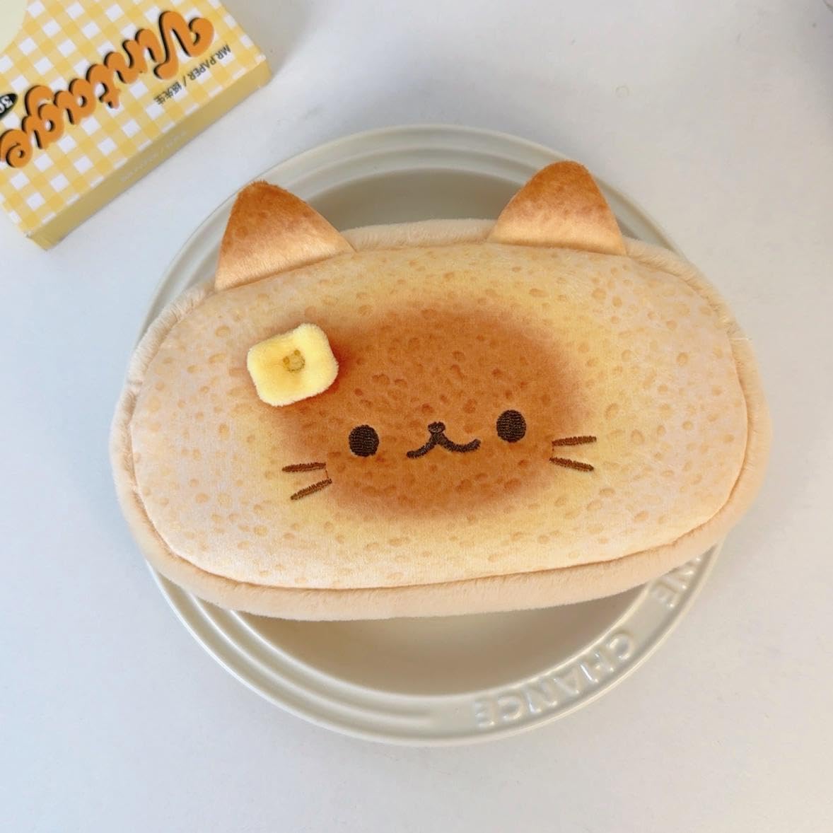 Cute Cat Toast Plush Pencil Case Large Capacity Pen Pouch