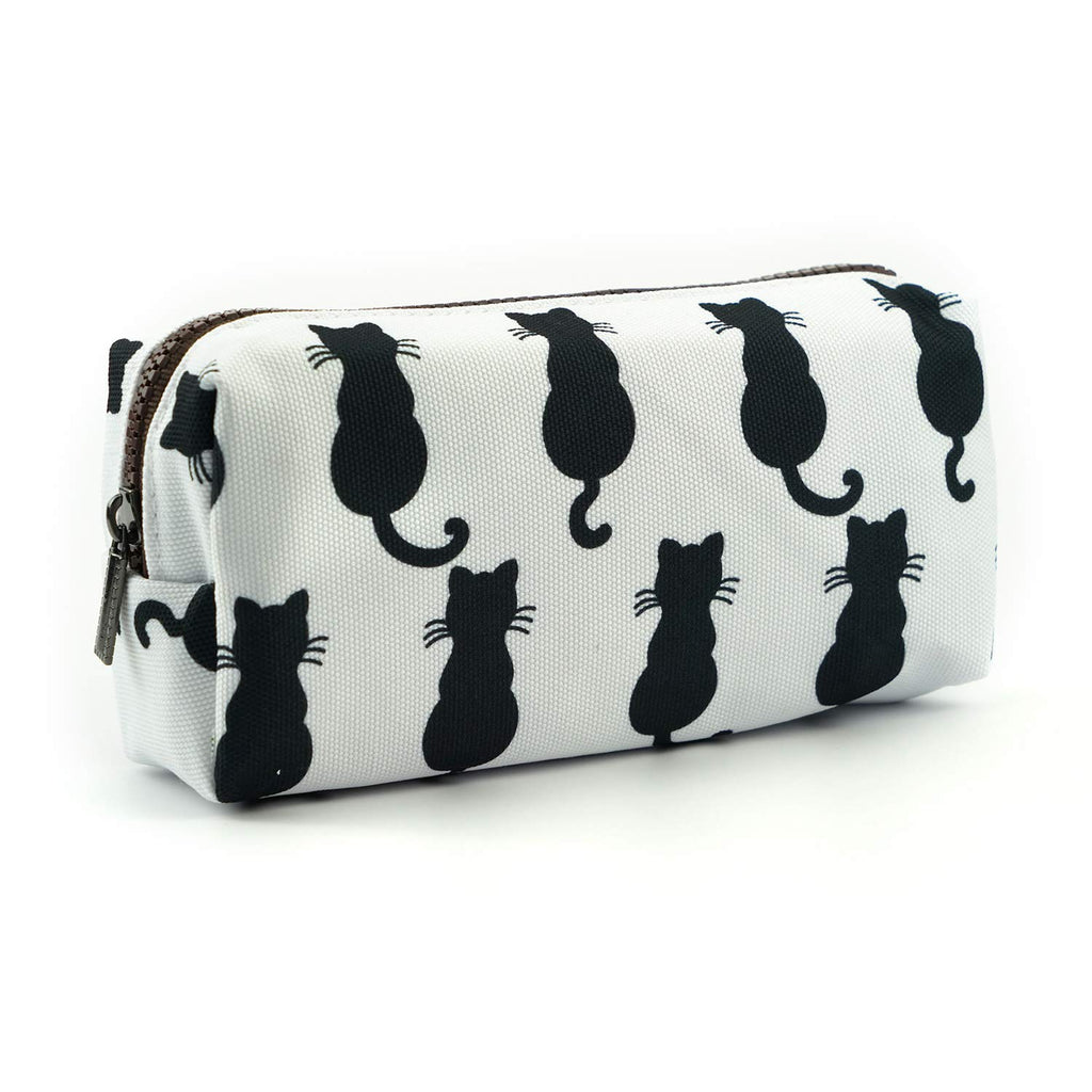 Cute Black Cat Pencil Case with Zipper and Organized Storage