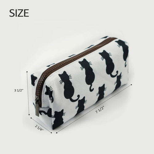 Cute Black Cat Pencil Case with Zipper and Organized Storage
