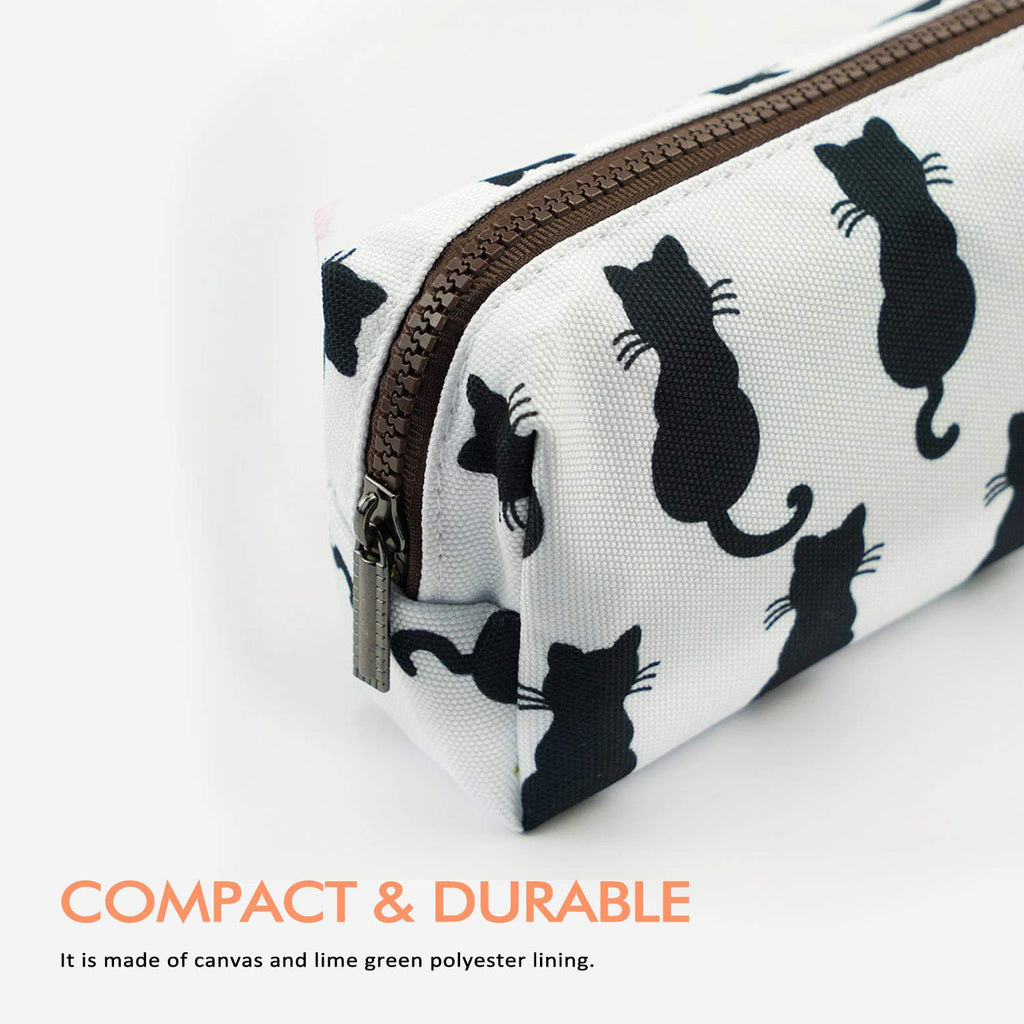 Cute Black Cat Pencil Case with Zipper and Organized Storage
